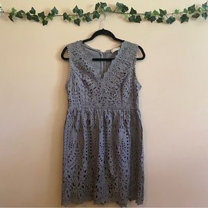 Altar'd State Women's Large Sage Green BoHo Lace V-Neck Mini Dress